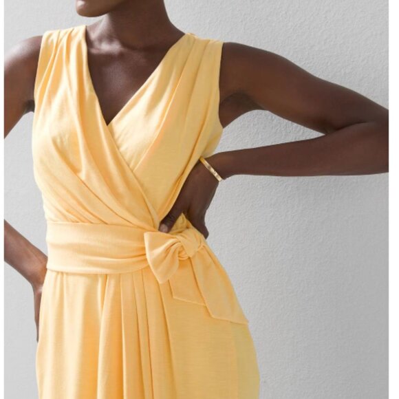 NWT Size 2 White House Black Market Dandelion Draped Slub Sheath Dress (ABBA) - Picture 3 of 15